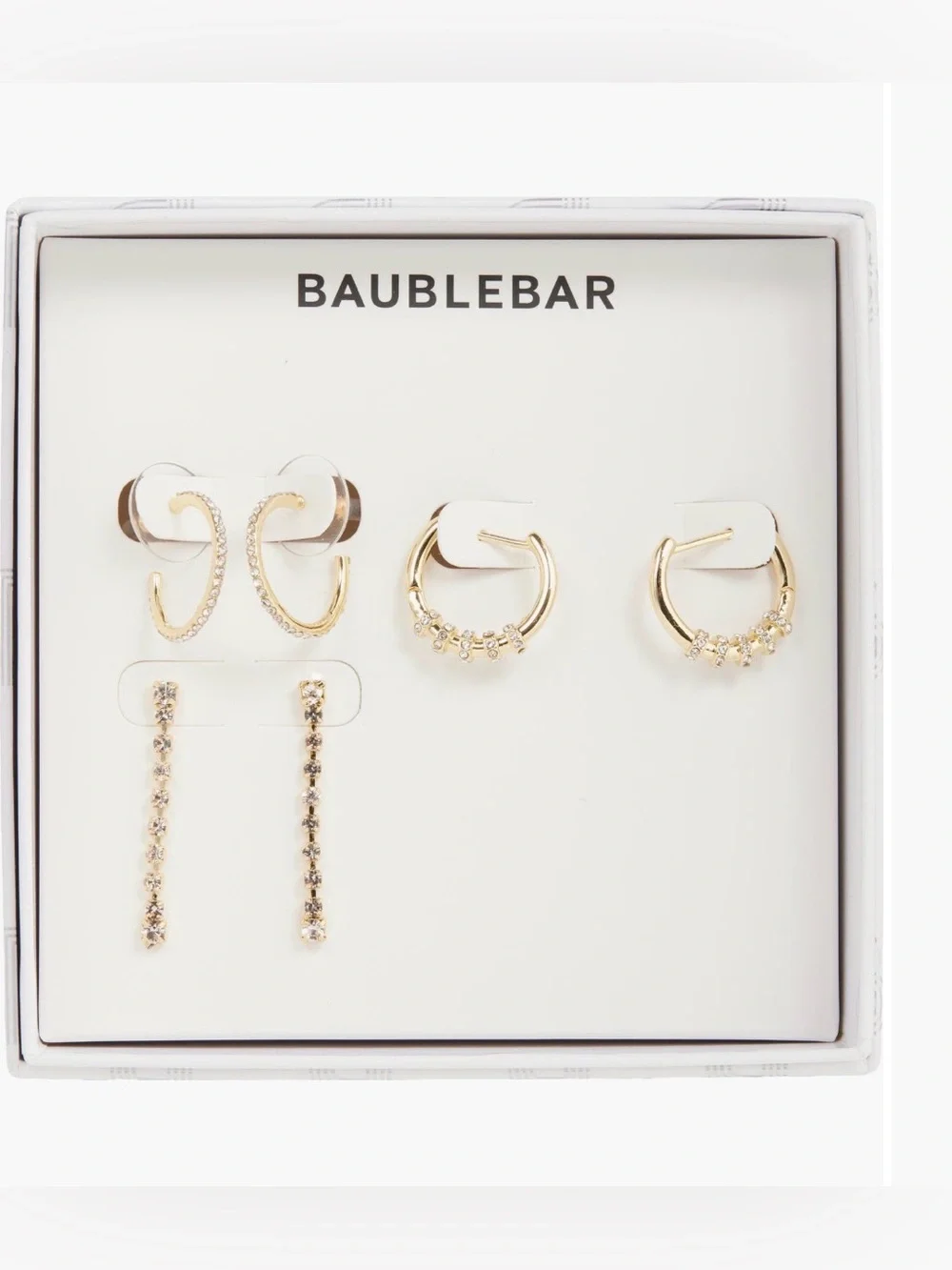 BaubleBar Your Go To Set of 3 Hoop & Drop Earrings Gold
